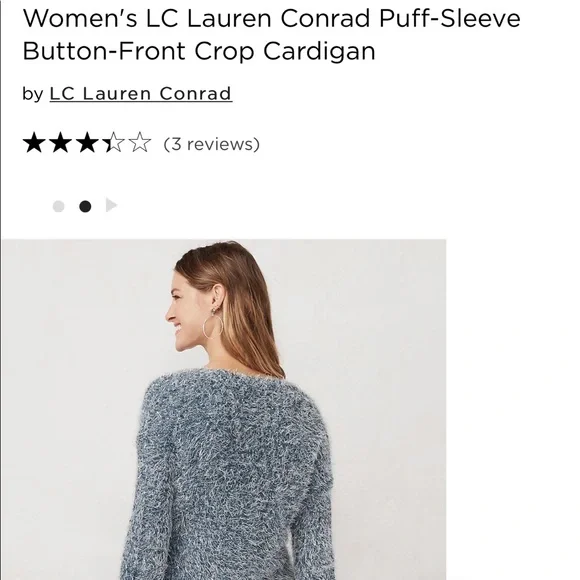 NWT••LC LAUREN CONRAD // light blue / sparkle / oversized cardigan - Picture 5 of 16